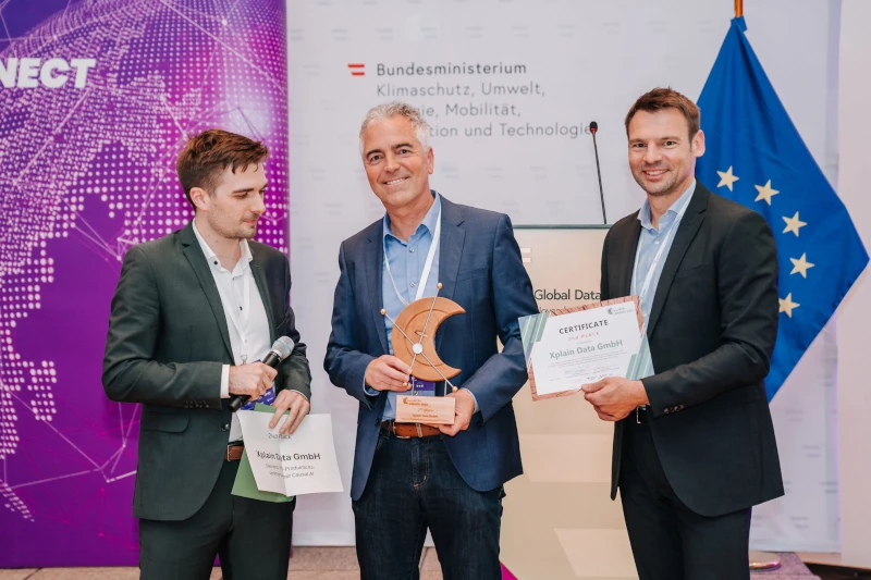 CEO Dr. Michael Haft von Xplain Data GmbH und den champI4.0ns-Projektleads Martin Benfer (links) und Daniel Bachlechner (rechts), (©Zeia Rahimi | gurgpro)