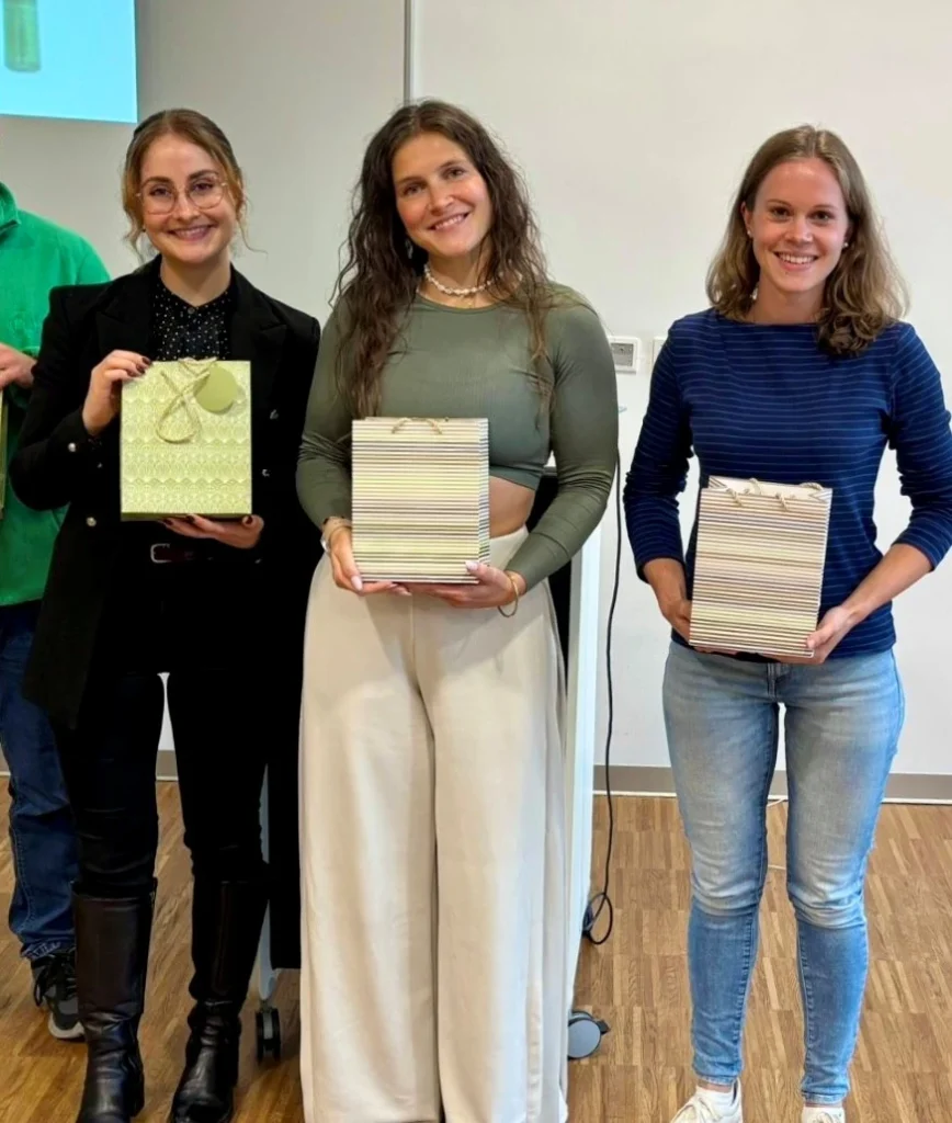 Winners of the BOKU DocDay 2025: 1st place: Martina Duller, 2nd place: Johanna Kreuter, 3rd place: Lara Dumschat (from left to right; ©Photo: BOKU)