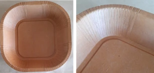 Thermoformed paper-based food trays at Ecozema Italy responsible for the product validation withing BIO-SUSHY project (©Photo by: Ecozema)